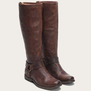 FRYE Phillip Harness Tall in Dark Brown - 6.5